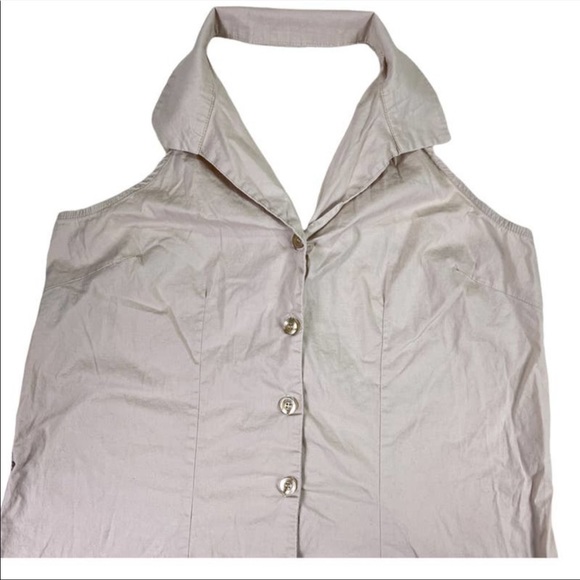 Caren Sport Sleeveless Collared Blouse Shirt Top Taupe Plus Size 2X - Picture 3 of 8
